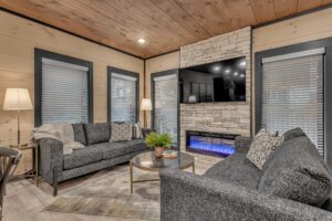 Modern Living Space With Fireplace and TV