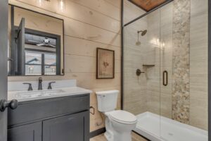 Bathroom with Walk-In Shower & Vanity Mirror
