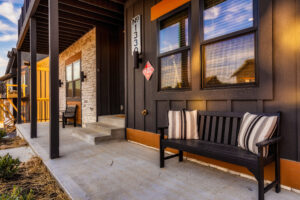 Covered Front Porch with Seating and Cushions