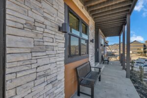 Shaded Front Porch with Bench Seating