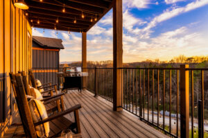 Covered Balcony with Rocking Chairs & Grill